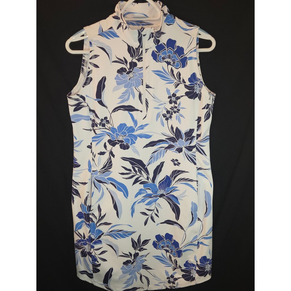 Tommy Bahama Island Zone Golf‎ Dress Sleeveless Floral Print Blue White LOT OF 2